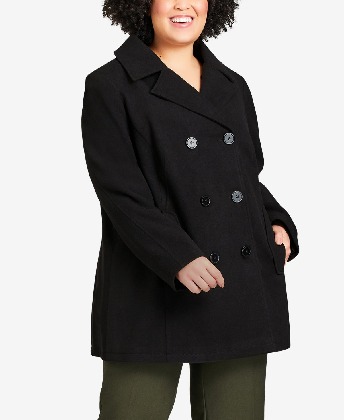 Casaco de lã sintética Avenue feminino, preto, tamanho 2X