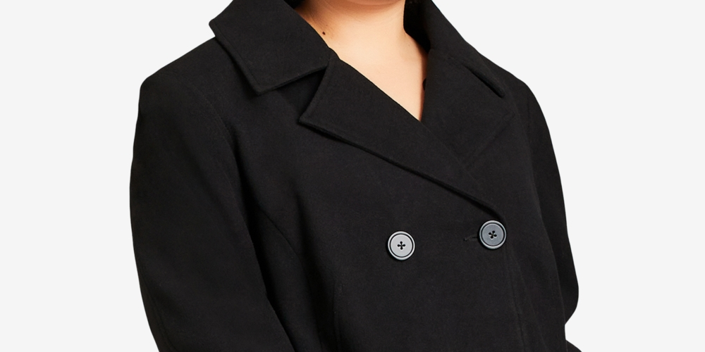 Casaco de lã sintética Avenue feminino, preto, tamanho 2X