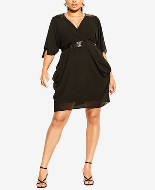 City Chic Women's Sequin Minidress Black Size 24W