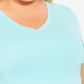 Blusa básica feminina Avenue com decote em V, azul, tamanho 30