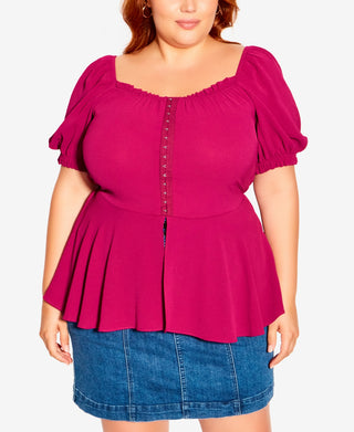 City Chic Women's Quirky Corset Top Red Size 20W