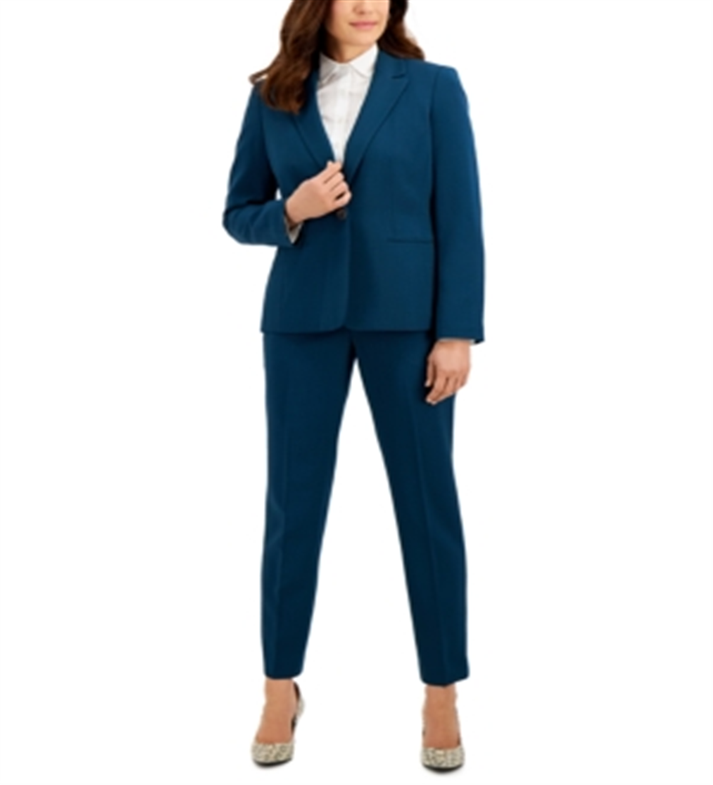 Le Suit Calça Feminina Crepe Elástico Azul Tamanho 18