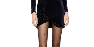 Vestido de veludo franzido Bardot Xena feminino, azul, tamanho 10