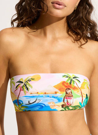 Seafolly - Top de biquíni estilo bandeau do Pacífico Sul