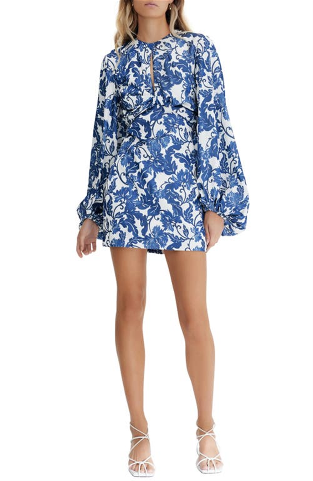 Vestido curto floral Holly para outra pessoa significativa em estampa de estêncil azul-marinho, tamanho 2