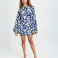 Vestido curto floral Holly para outra pessoa significativa em estampa de estêncil azul-marinho, tamanho 2