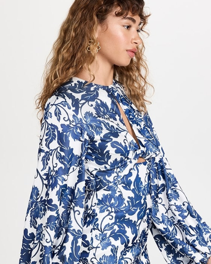Vestido curto floral Holly para outra pessoa significativa em estampa de estêncil azul-marinho, tamanho 2