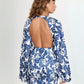 Vestido curto floral Holly para outra pessoa significativa em estampa de estêncil azul-marinho, tamanho 2