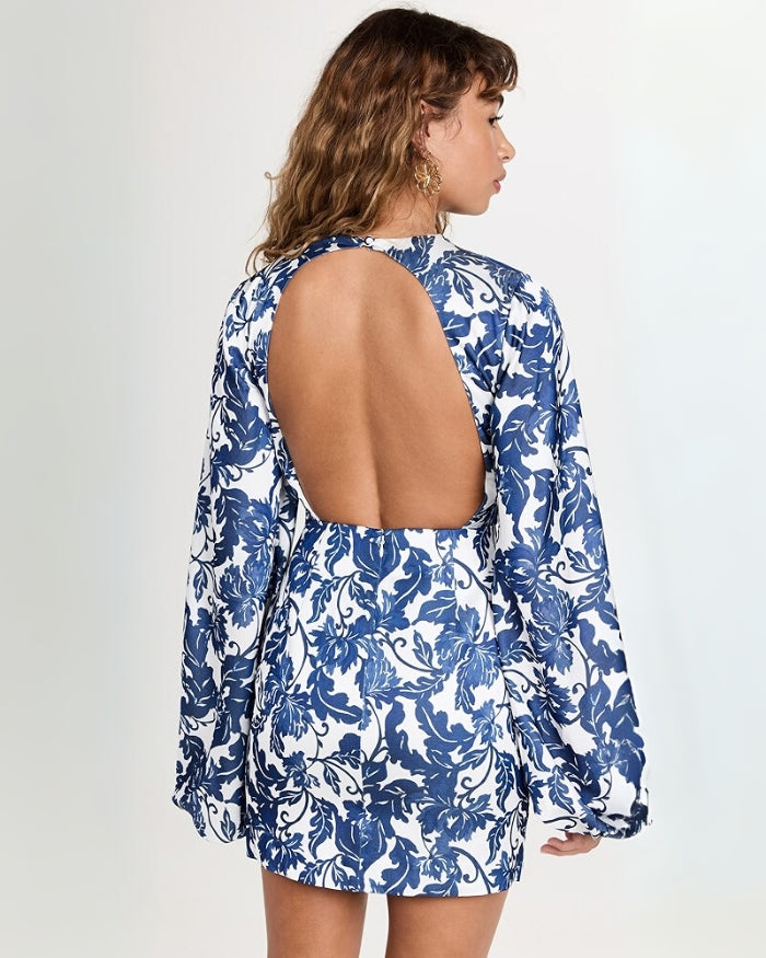 Vestido curto floral Holly para outra pessoa significativa em estampa de estêncil azul-marinho, tamanho 2