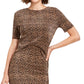 Blusa feminina The Fifth Label com estampa de leopardo canelada, tamanho pequeno, marrom