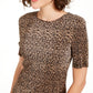 Blusa feminina The Fifth Label com estampa de leopardo canelada, tamanho pequeno, marrom
