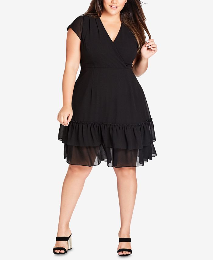 Vestido feminino City Chic Trendy Plus Dreamy Fit &amp; Flare, preto, tamanho 22W