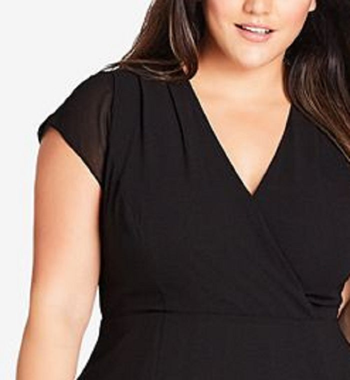 Vestido feminino City Chic Trendy Plus Dreamy Fit &amp; Flare, preto, tamanho 22W