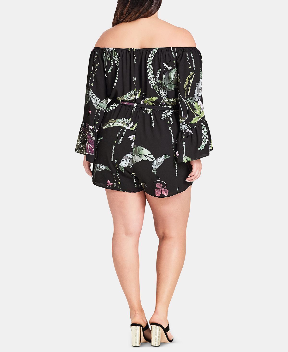 Macacão feminino City Chic Lily Pad preto tamanho 22W