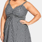 Vestido feminino City Chic com estampa xadrez, justo e evasê, preto, tamanho 16W