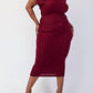 The Curve La - Plus Size Ribbed Knit Off Shoulder Knit Midi Dress