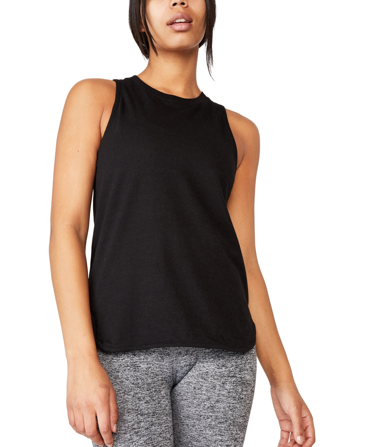 Regata feminina Cotton On Active Curve Hem preta tamanho X-G