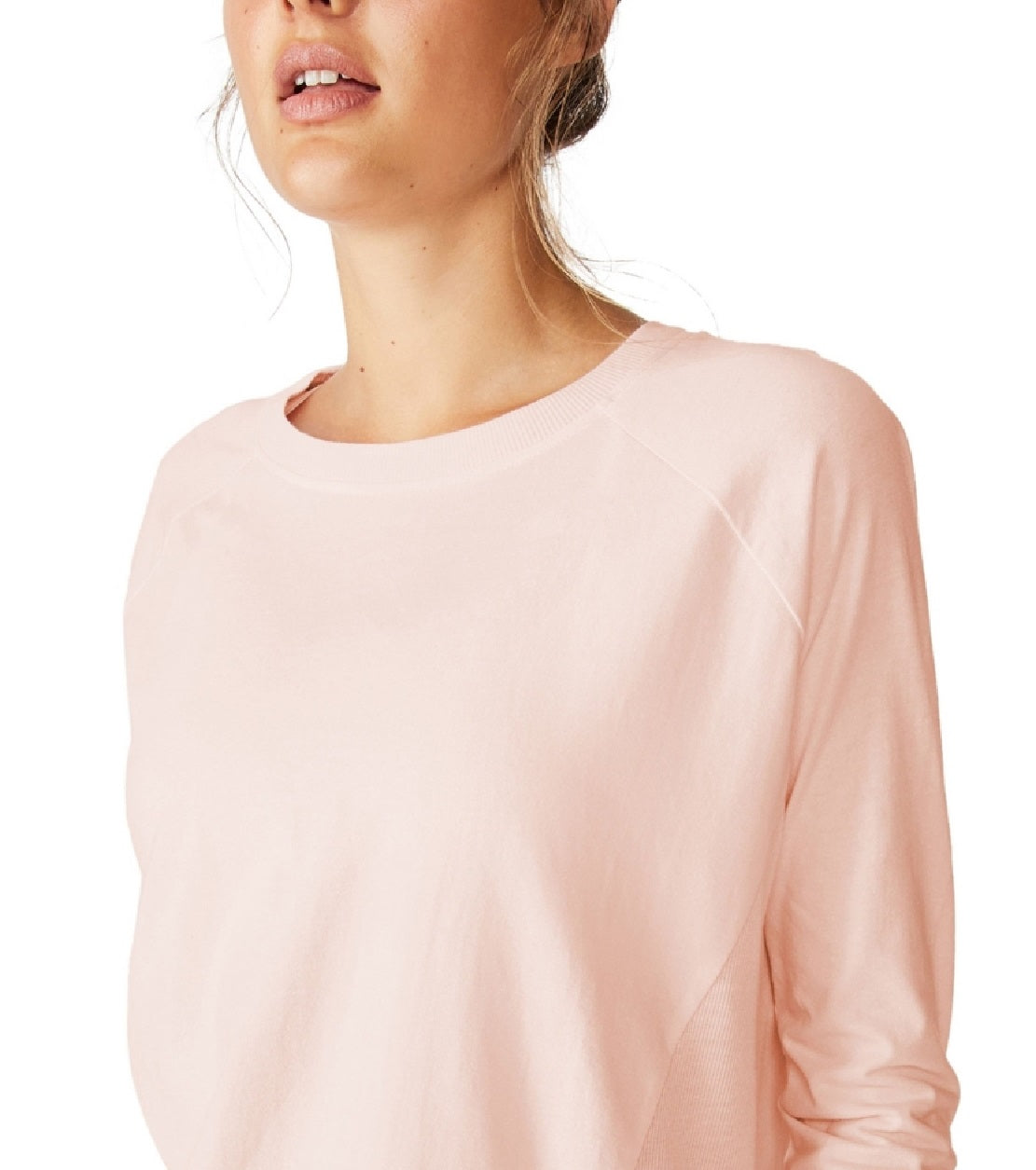 Top de manga comprida canelado ativo feminino Cotton On, rosa, tamanho pequeno