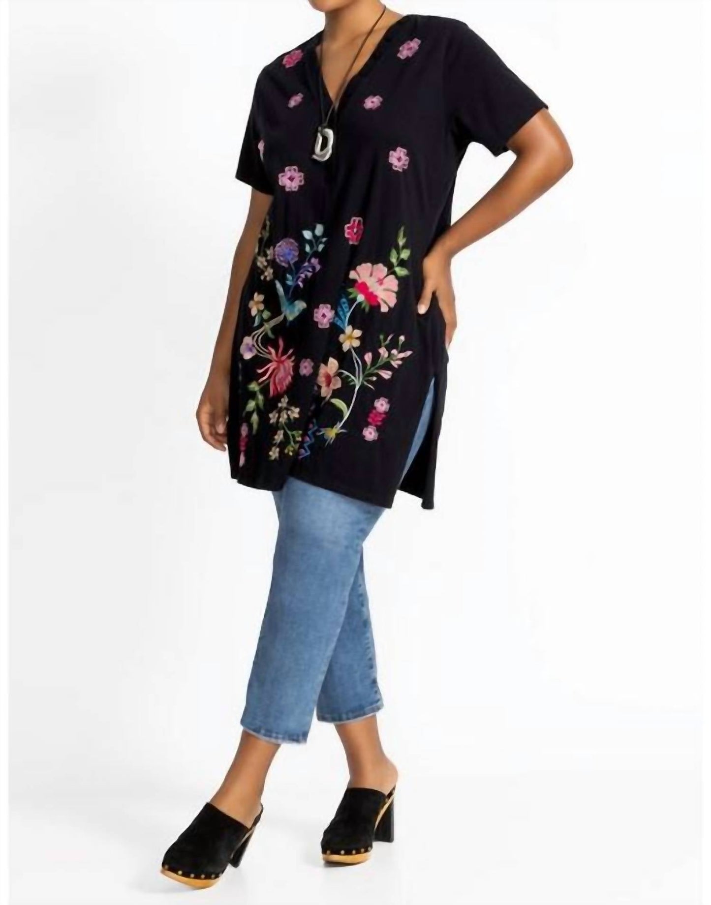 Johnny Was - Women's Button Neck Knit Dress Maureen Plus
