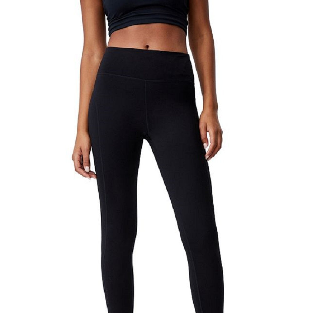 Calça justa feminina de inverno com forro de lã, preta, tamanho médio, COTTON ON