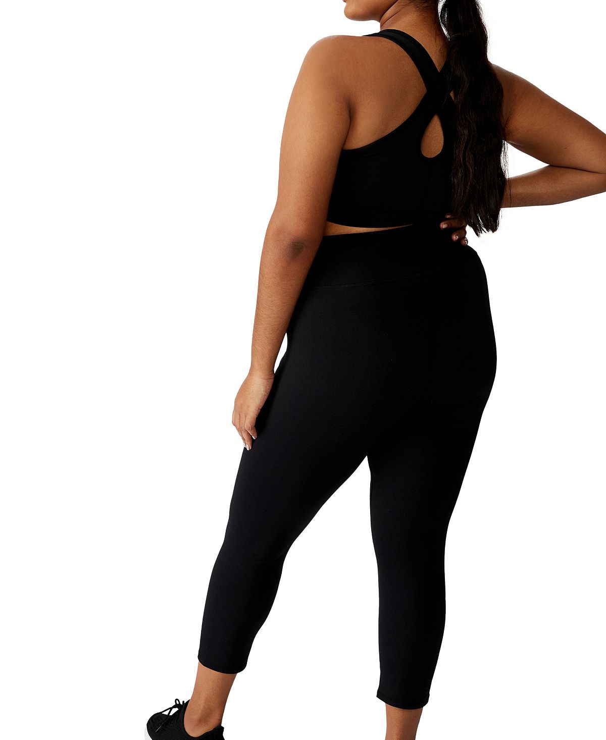 Calça legging justa feminina COTTON ON Active cintura alta 7/8 preta tamanho 12W