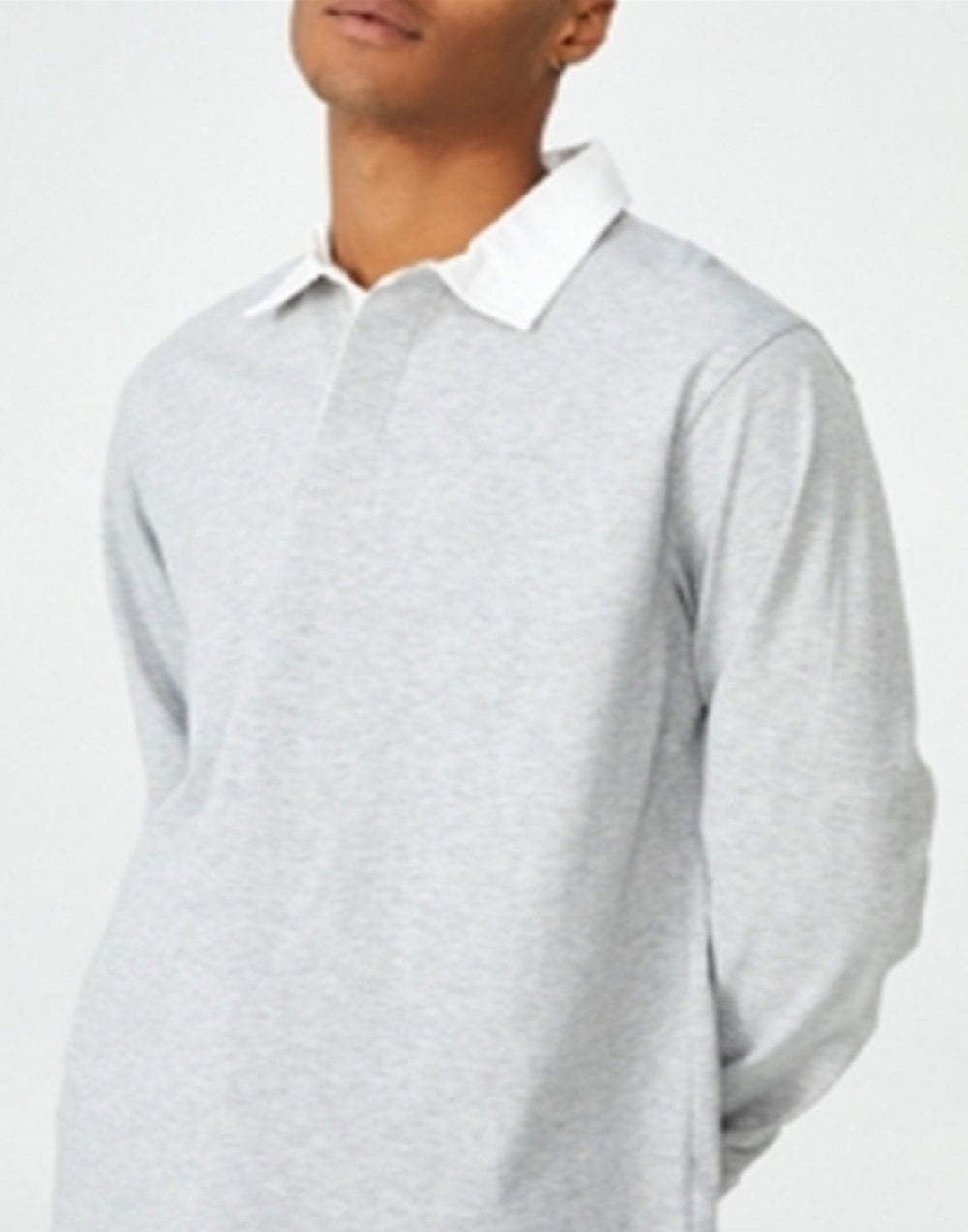 Camisa polo masculina de manga comprida para rugby, tamanho XX-G, cinza, COTTON ON