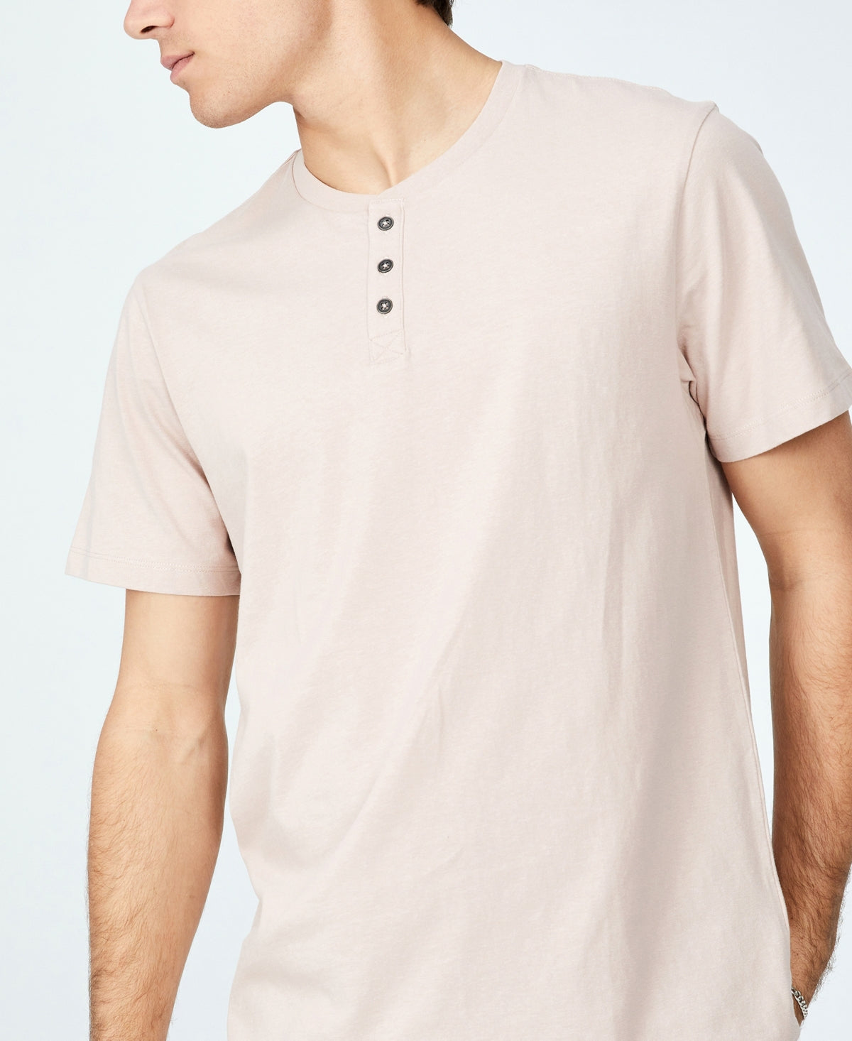 Camiseta Henley Orgânica Masculina Cotton On Rosa Tamanho P