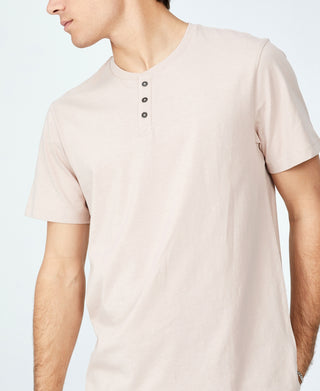 Cotton On Men's Organic Henley T-Shirt Pink Size Small