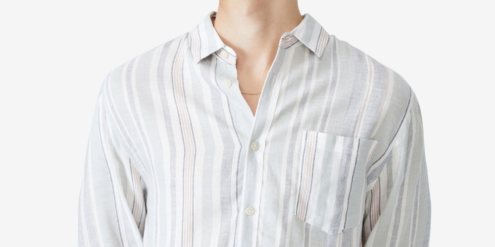 Camisa de manga comprida Ashby masculina COTTON ON, azul, tamanho pequeno