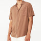 Camisa cubana masculina de manga curta COTTON ON marrom tamanho grande