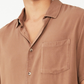 Camisa cubana masculina de manga curta COTTON ON marrom tamanho grande