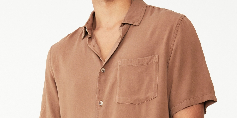 Camisa cubana masculina de manga curta COTTON ON marrom tamanho grande