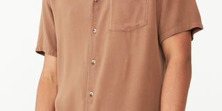 Camisa cubana masculina de manga curta COTTON ON marrom tamanho grande