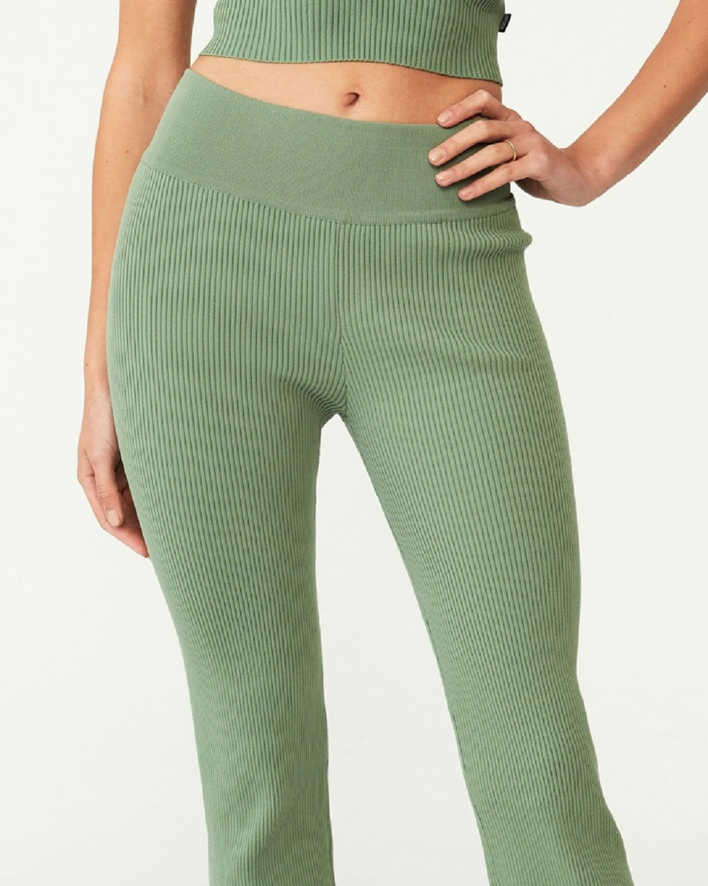 Calça de malha confortável feminina COTTON ON, verde, tamanho pequeno