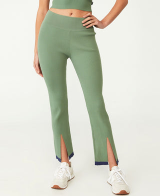 Calça de malha confortável feminina COTTON ON, verde, tamanho X-S