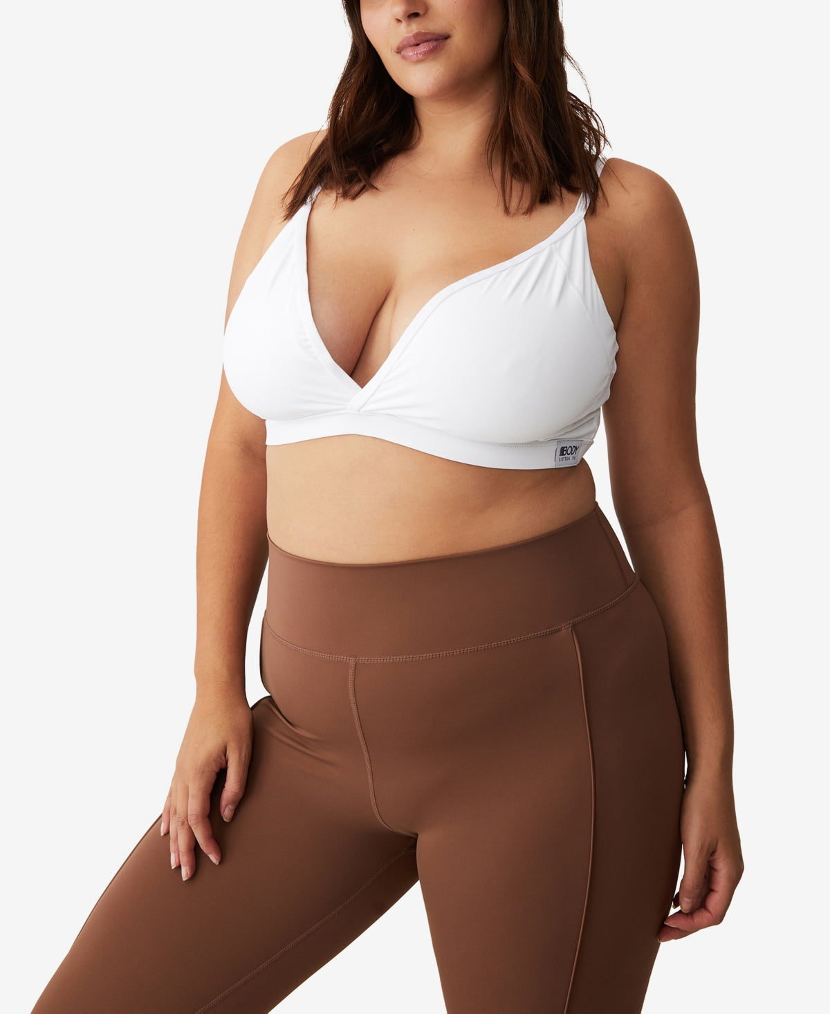 Sutiã curto Active Ultimate Active Plunge feminino COTTON ON, branco