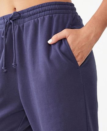 Calça de moletom feminina Cotton On Body Plush Gym Track, azul, tamanho X-S