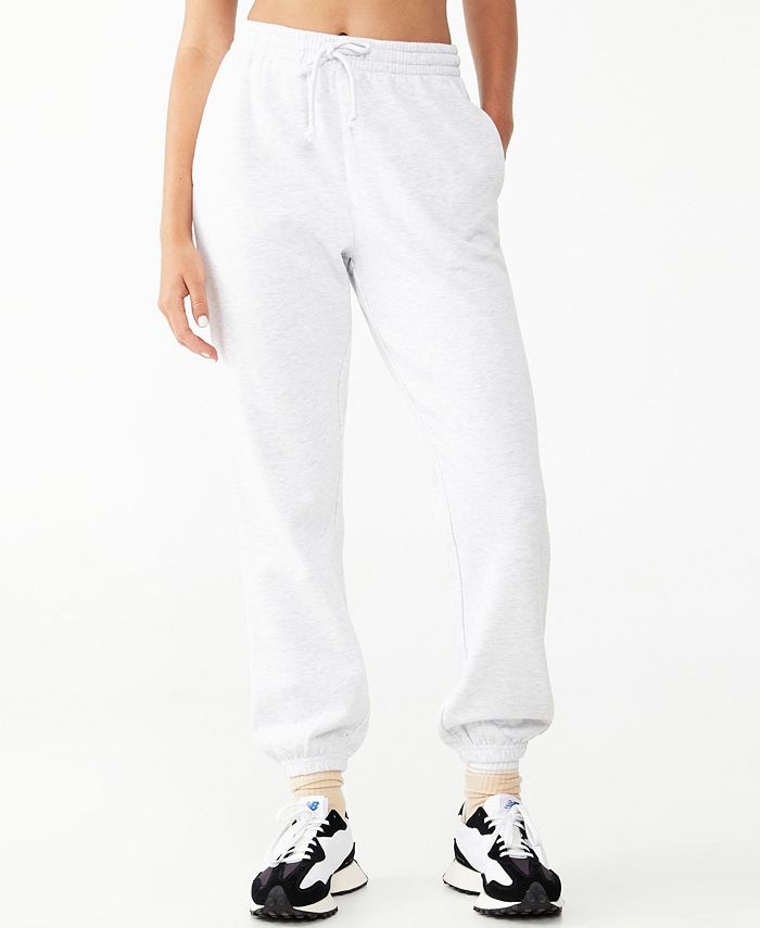 Calça de moletom feminina COTTON ON Plush Gym Track, branca, tamanho grande