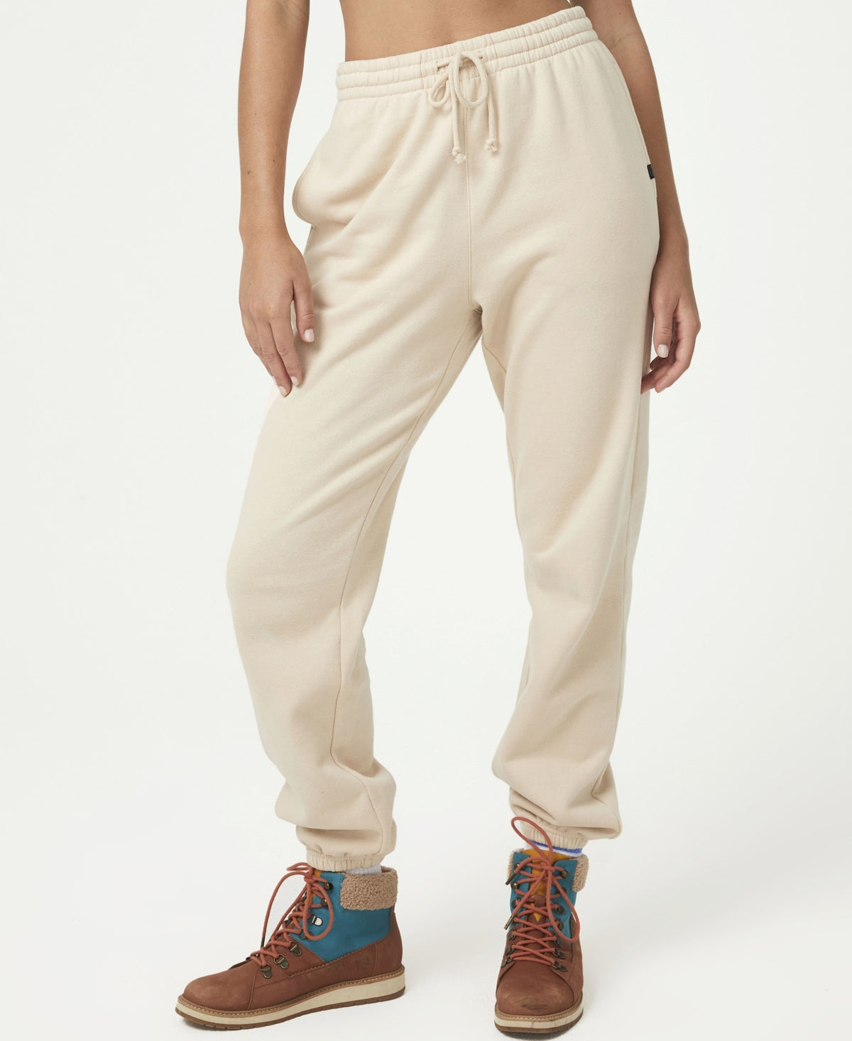 Calça de moletom feminina COTTON ON Plush Gym Track, bege, tamanho médio