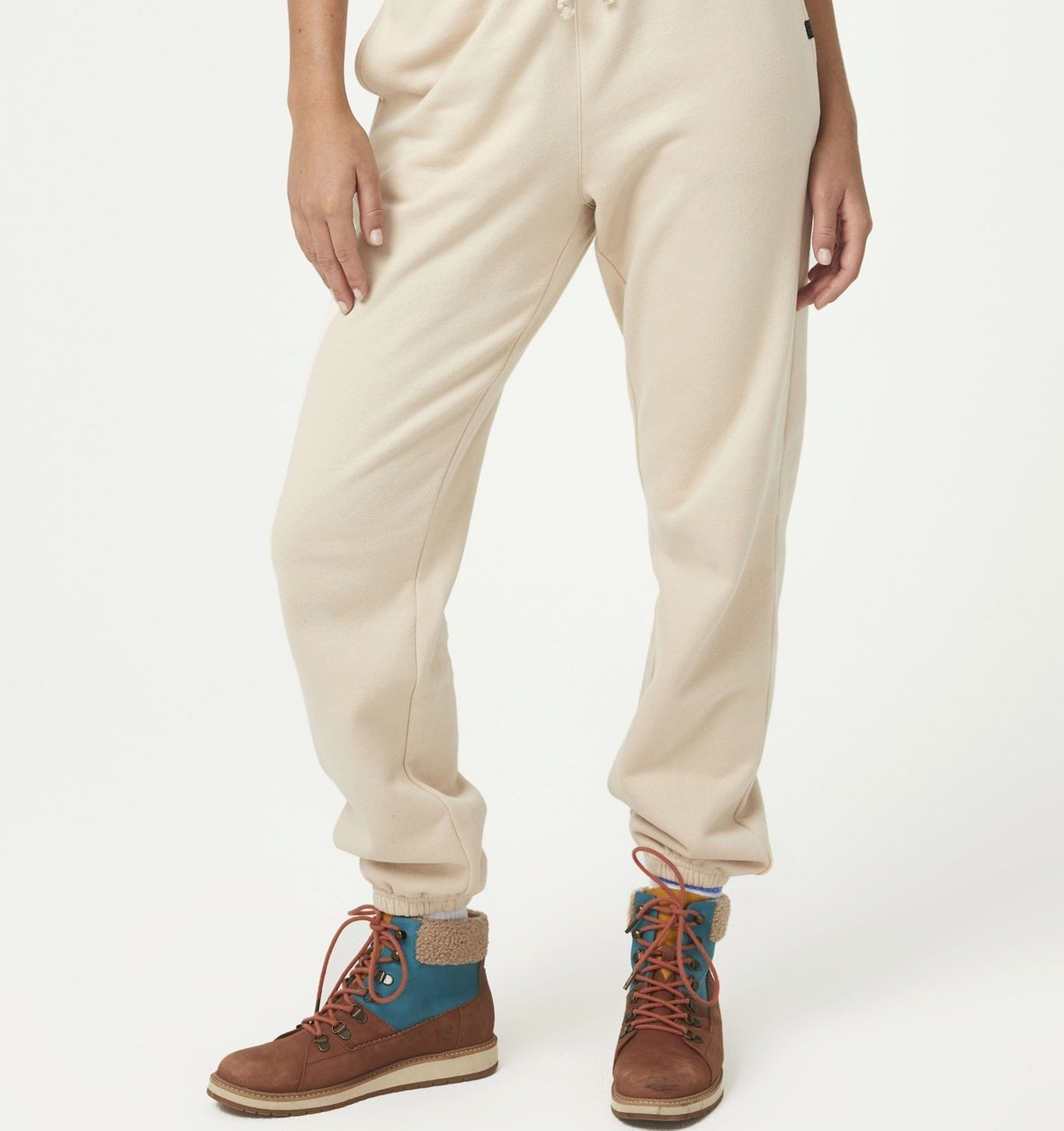 Calça de moletom feminina COTTON ON Plush Gym Track, bege, tamanho médio