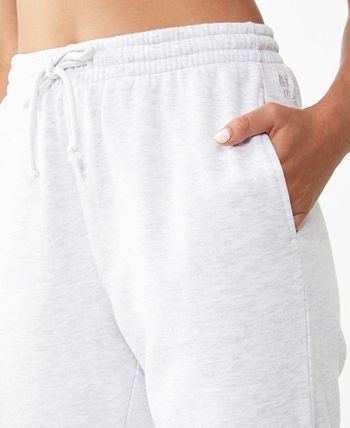 Calça de moletom feminina COTTON ON Plush Gym Track, branca, tamanho X-G