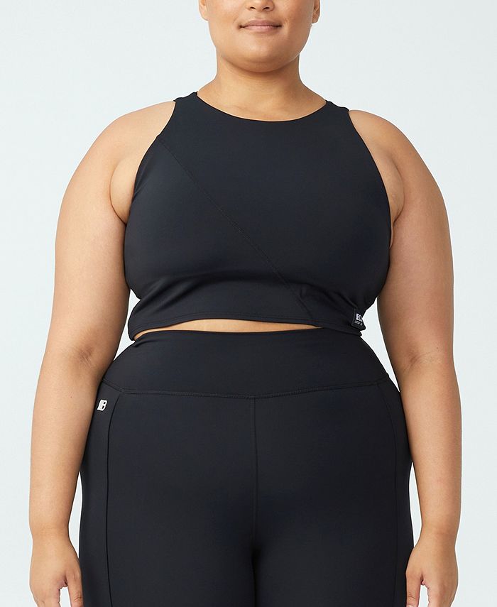 Top curto de compressão ativa feminino COTTON ON, preto, tamanho 12W