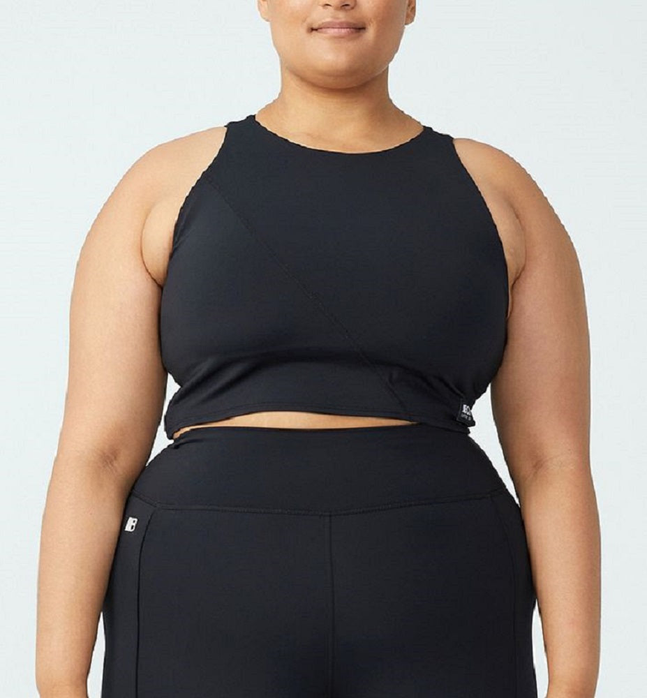 Top curto de compressão ativa feminino COTTON ON, preto, tamanho 16W