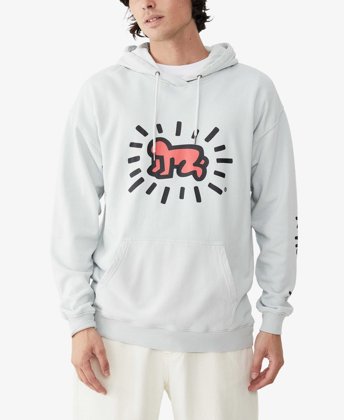 Suéter de lã Keith Haring masculino COTTON ON, azul, tamanho pequeno