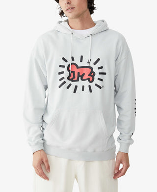Suéter de lã Keith Haring masculino COTTON ON, azul, tamanho pequeno