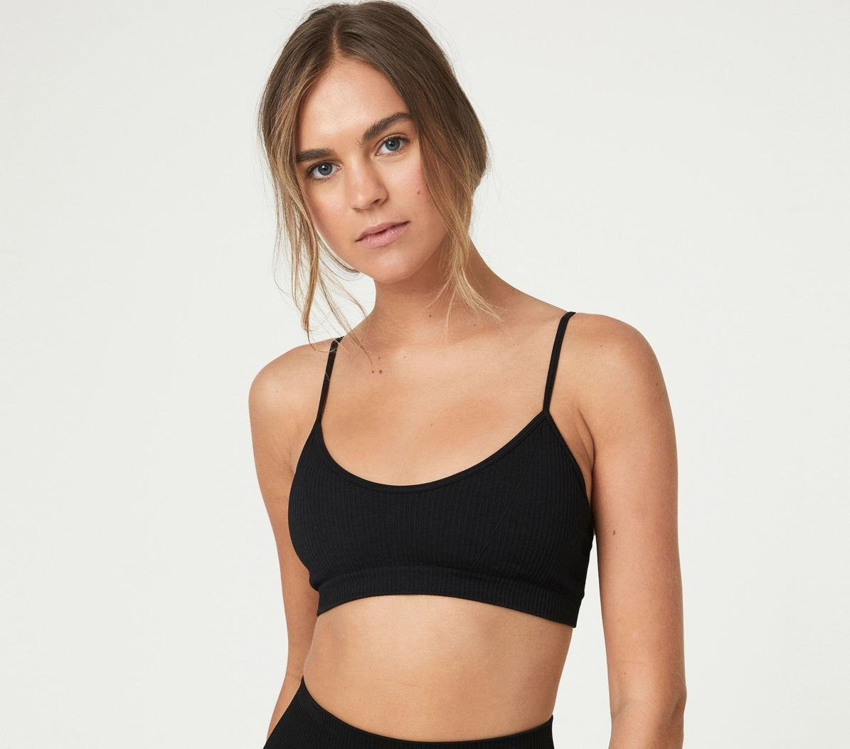 Top curto sem costura feminino COTTON ON, preto, tamanho pequeno