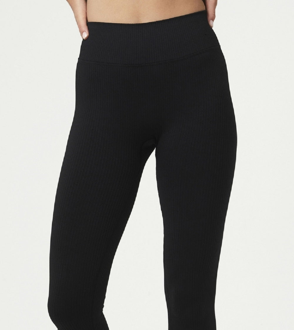 Calças justas femininas sem costura e franzidas, tamanho médio, pretas, COTTON ON