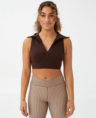 Camiseta polo cropped feminina sem costura COTTON ON marrom tamanho grande