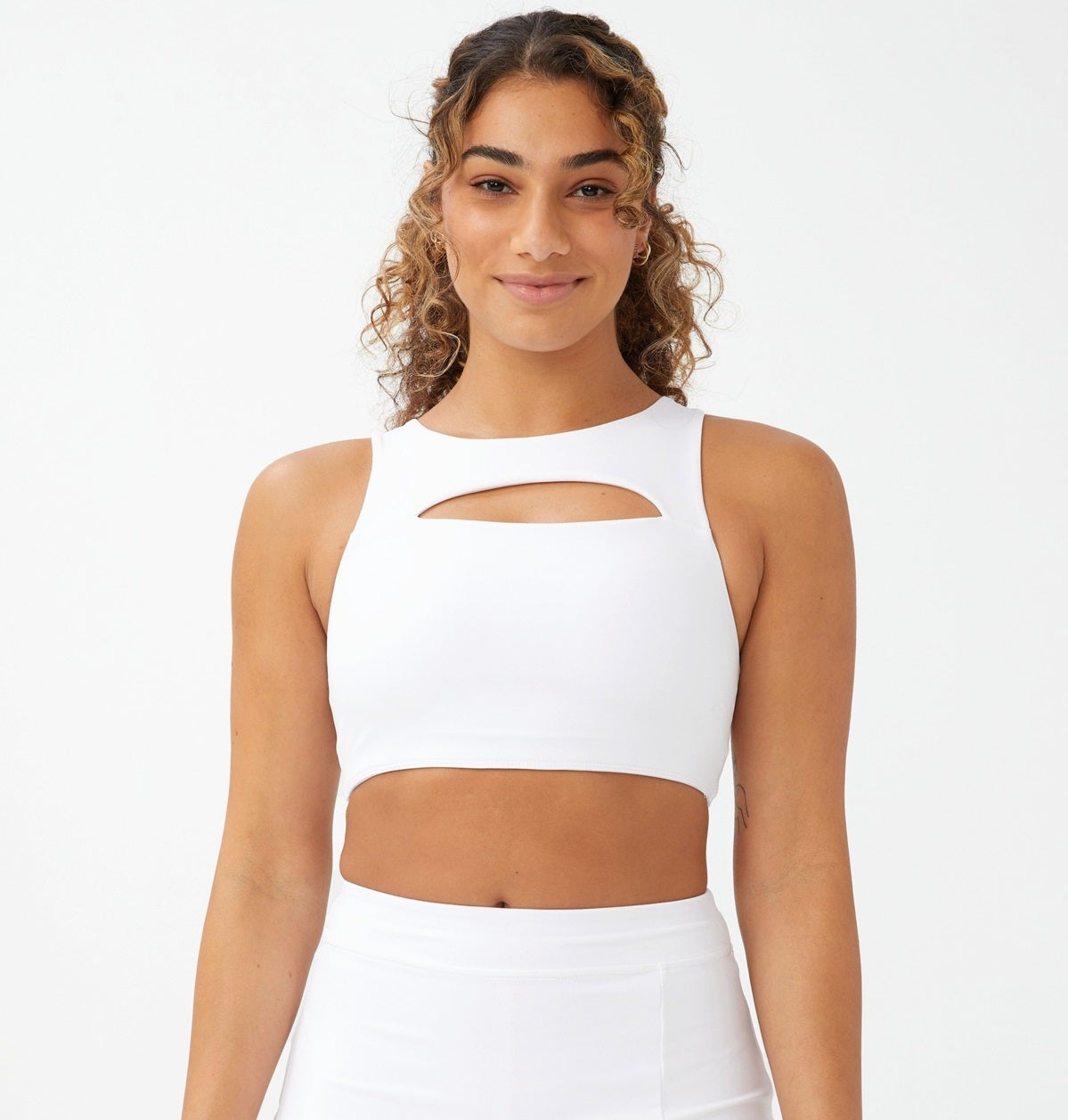 Top feminino com recortes suaves e colete COTTON ON, branco, tamanho X-G