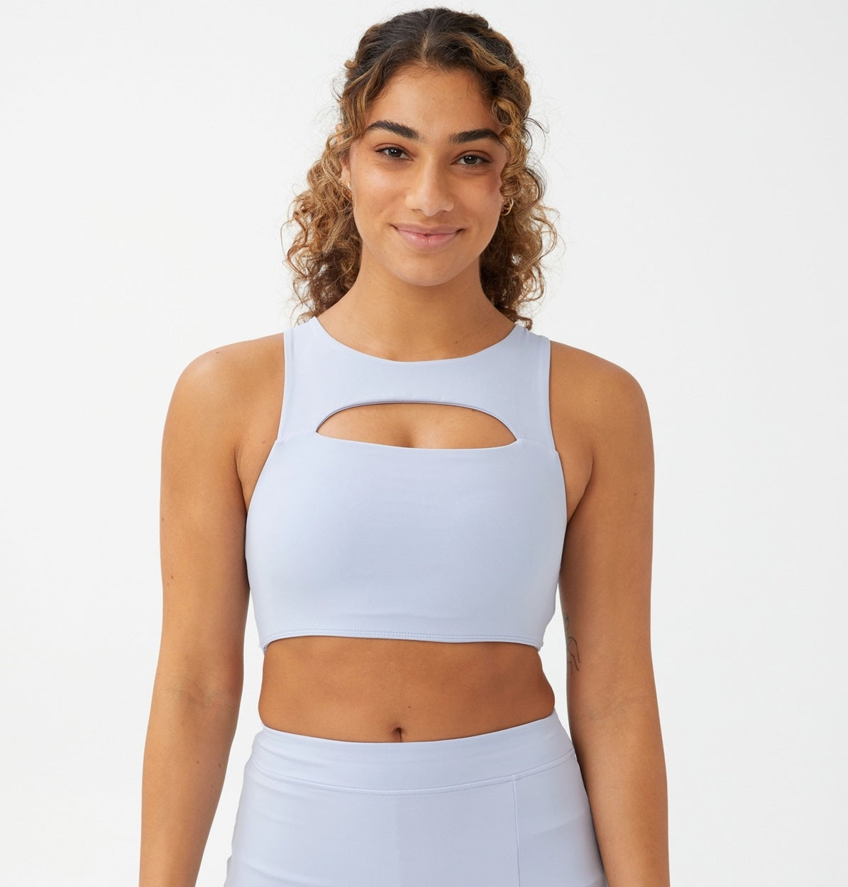 Top feminino com recortes suaves e colete COTTON ON, azul, tamanho médio